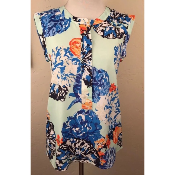 J. Crew Factory Tops - J. Crew Factory Mint Green Floral Drapey Top 00